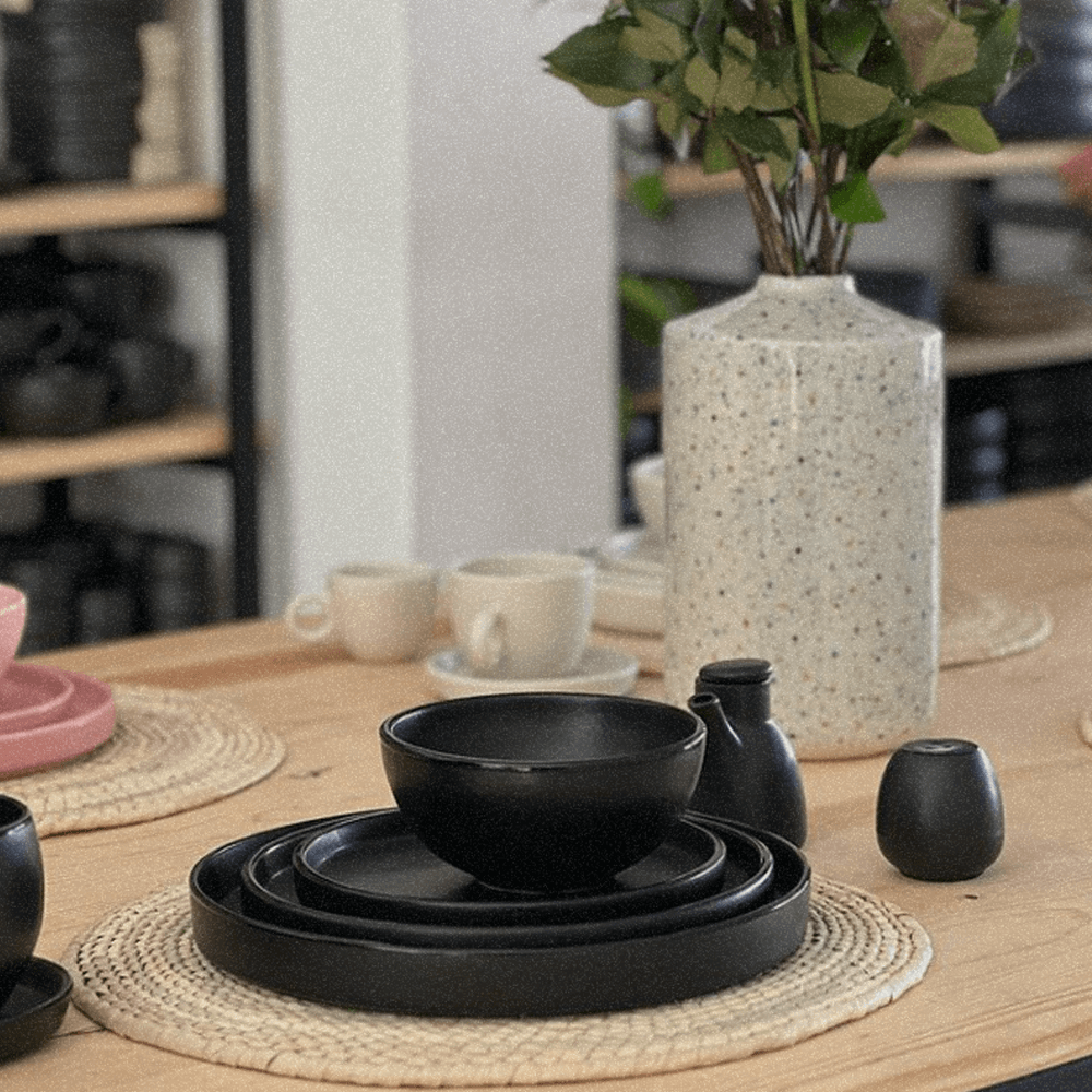 Set 12 Plato Entremés Negro 23cm